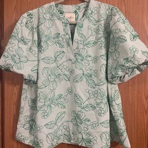 Umgee Green Floral Women's Blouse